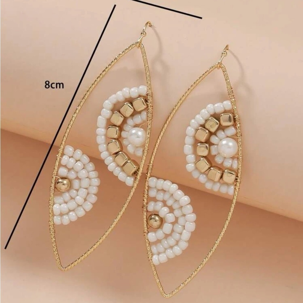 Long Hollow-Out Beaded Earrings BRAND NEW - Picture 3 of 5